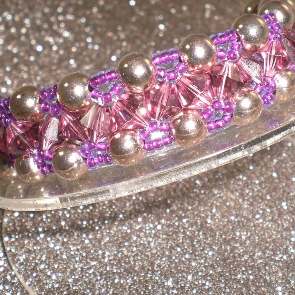 Rose Satin Triangle Weave Bead Bracelet